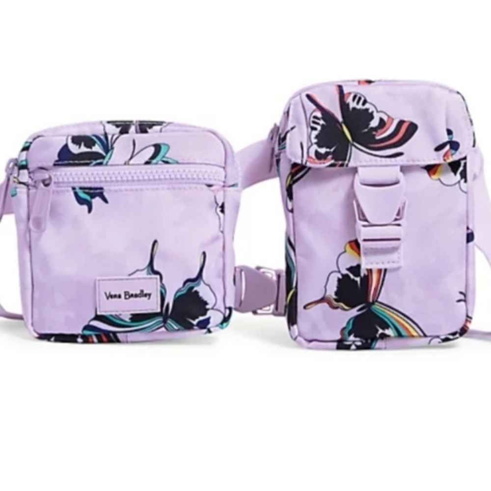 VERA BRADLEY NWOT Lavender Butterflies Stretch Belt/Hipster Bag